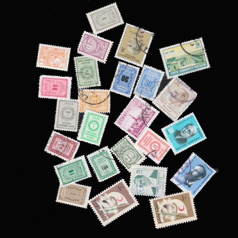 Collectible Vintage Postage Stamps - 20 ชิ้น/ล็อต แสตมป์ไปรษณีย์โบราณของตุรกี ของเก่าและมีตราประทับ สำหรับนักสะสม