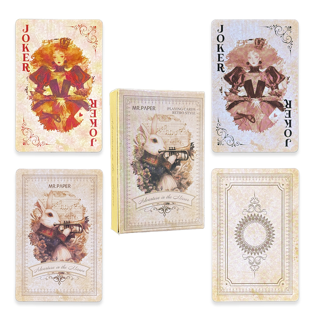 Vintage Collectible Playing Cards - 55 ชิ้น ไพ่อลิซในแดนมหัศจรรย์ สไตล์เรโทรสุดหรู เกมไพ่กระดาน วินเทจ