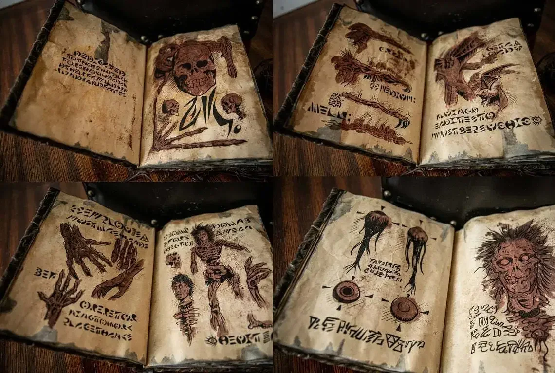 Vintage And Collectible Books - หนังสือเวทมนตร์วินเทจ Necronomicon - หนังสือเรียกผีเวทมนตร์ดำ 25 หน้า