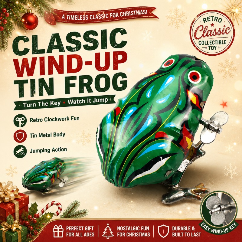 Vintage And Collectible Toys - ของเล่นโลหะไขลานรูปกบกระโดดสไตล์วินเทจ ของสะสมย้อนยุค อุปกรณ์ตกแต่งงานปาร์ตี้ ของตกแต่งโต๊ะทำงานในบ้าน