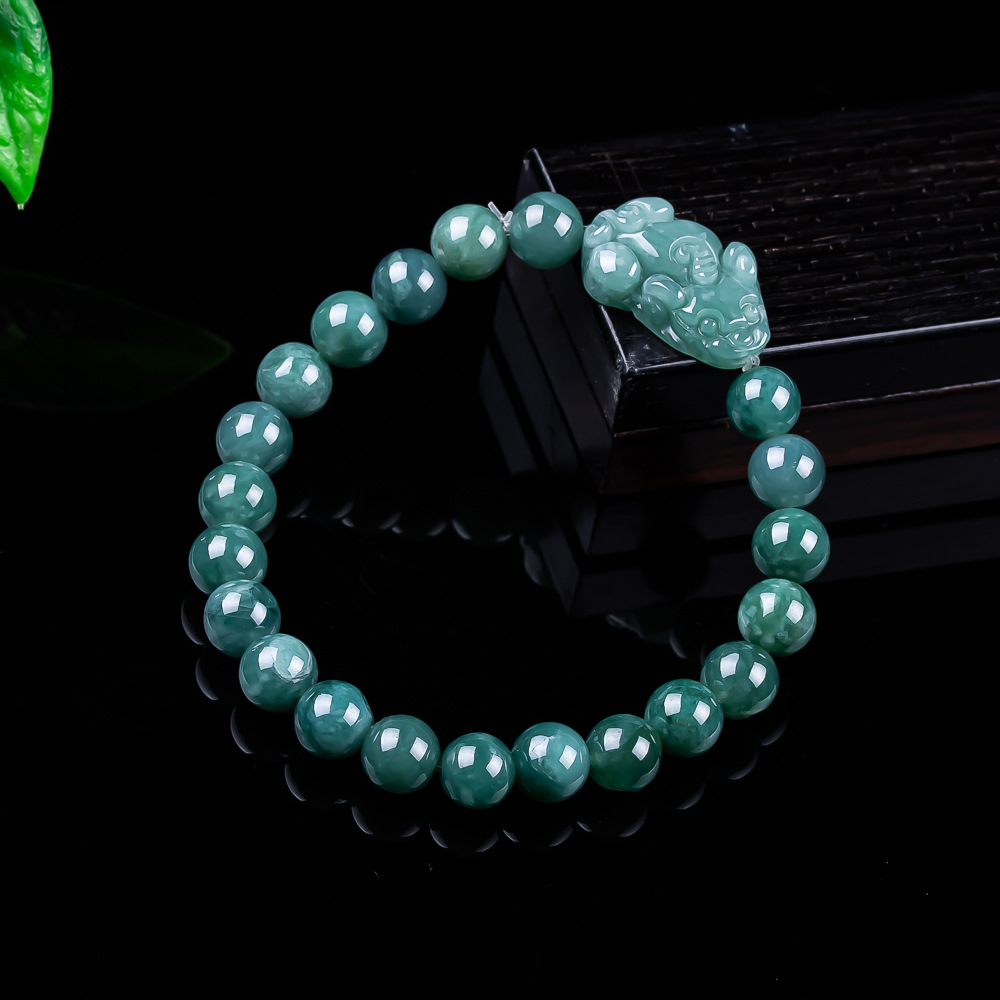 Vintage Jewelry Collection - หยกพม่าธรรมชาติ กำไลข้อมือปี่เซียะ ของขวัญเครื่องรางโบราณสำหรับผู้หญิง เครื่องประดับกำไลหยกแท้