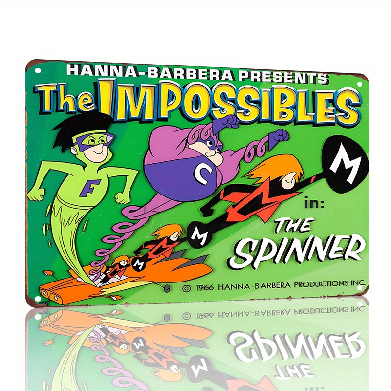 Vintage Collectible Tins - Hanna-Barbera The Impossibles: ป้ายโลหะวินเทจลาย Spinner -