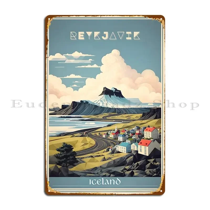 Vintage Collectible Tins - ป้ายโลหะลายโปสเตอร์เรโทรสไตล์วินเทจ Reykjavik S สำหรับตกแต่งห้องนั่งเล่น โรงรถ ป้ายดีบุกตกแต่ง
