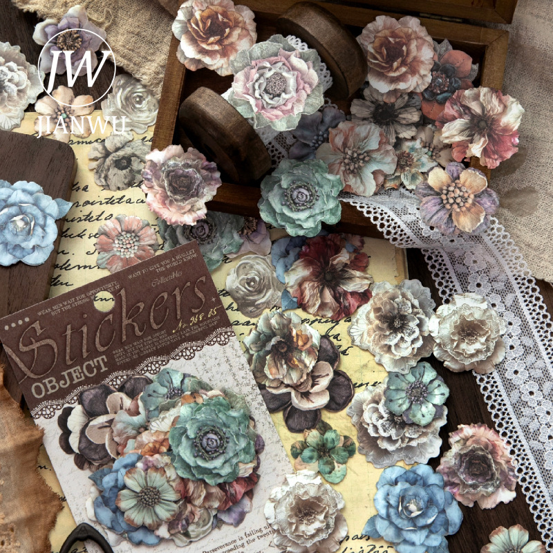 Vintage Collectible Items - JIANWU ชุดสะสมของเล็กๆ น้อยๆ ซีรีส์วินเทจ ลายดอกไม้ วัสดุตกแต่งภาพ