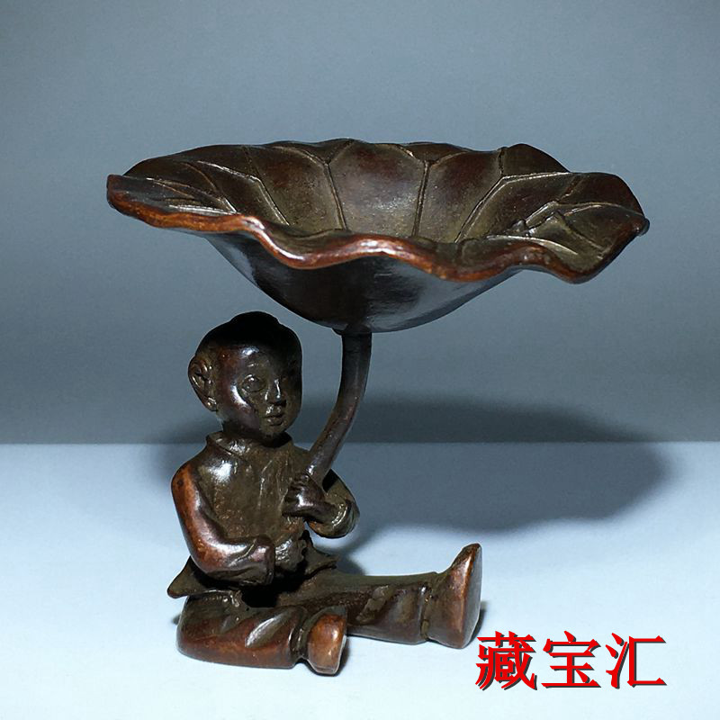 Vintage Collectible Items - รูปปั้นทองสัมฤทธิ์ใบบัวโบราณสไตล์วินเทจ ของสะสมโบราณ งานฝีมือ ของตกแต่งบ้าน ที่วางเทียน ธูป