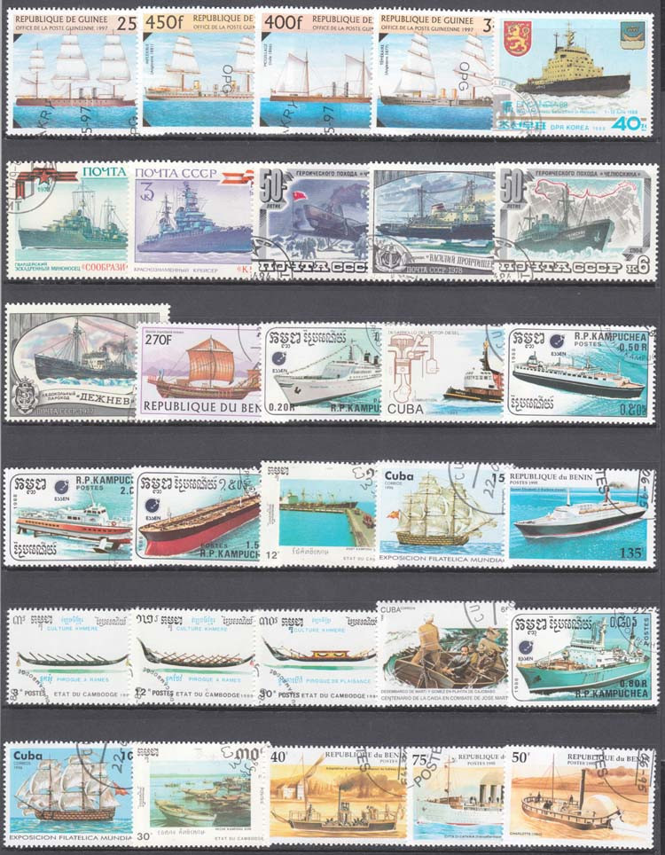 Collectible Vintage Postage Stamps - 100 แสตมป์พิเศษเรือและเรือใบคอลเลกชัน 100 แสตมป์ไปรษณีย์โพสต์แสตมป์ชุดแสตมป์ Vintage แสตมป์จดหมาย