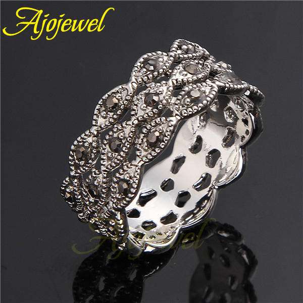 Ajojewel แหวนพลอยเทียม3ชั้นสีด - Vintage Collectible Items บทวิจารณ์และราคา