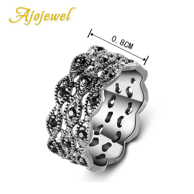 Ajojewel แหวนพลอยเทียม3ชั้นสีด - Vintage Collectible Items บทวิจารณ์และราคา
